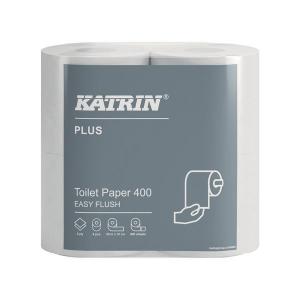 Image of Katrin Plus Toilet Roll Easy Flush 2-Ply 400 Sheet White Pack of 20