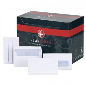 Plus Fabric Envelopes PEFC Wallet Self Seal Window 120gsm 89x152mm White Ref L22070 Pack of 500 L22070