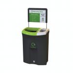 Meridian Recycling Bin Double Mixed Recycling and General Waste 110L BlackLimeWhite L18812 LFE11812