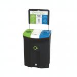 Meridian Recycling Bin Triple Mixed Recycling General Waste Liquids 110L LimeWhiteBlue L188142 LFE118142