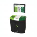 Meridian Recycling Bin Triple Mixed Recycling GeneralFood Waste 87L BlackLime GrnRSJ Grn 81893 LFE81893