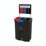 Meridian Recycling Bin Triple Plastics Paper and General Waste 110L RedBlueBlack L188116 LFEL118116