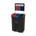 Meridian Recycling Bin Triple Plastics Paper and General Waste 110L RedBlueBlack L188116 LFEL118116