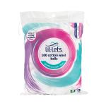 Lil-Lets Cotton Wool Balls x100/pack (Pack of 12) 99CBL100CO LIL20835