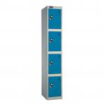 Probe Standard Locker Steel 1780x305x305 - Nest 1 - 4 Tier Carcass Colour: Silver Grey - Door Colour: Blue - Cam Lock - Flat Top SAAA1DSGBLCA F