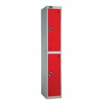 Probe Standard Locker Steel 1780x305x460 - Nest 1 - 2 Tier Carcass Colour: Silver Grey - Door Colour: Red - Hasp & Staple Lock - Flat Top SAAC1BSGRDHS F