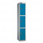 Probe Standard Locker Steel 1780x305x460 - Nest 1 - 3 Tier Carcass Colour: Silver Grey - Door Colour: Blue - Cam Lock - Flat Top SAAC1CSGBLCA F