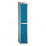 Probe Standard Locker Steel 1930x305x460 - Nest 1 - 2 Tier Carcass Colour: Silver Grey - Door Colour: Blue - Hasp & Staple Lock - Sloping Top SRAC1BSGBLHS S