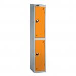 Probe Standard Locker Steel 1930x305x460 - Nest 1 - 2 Tier Carcass Colour: Silver Grey - Door Colour: Orange - Cam Lock - Sloping Top SRAC1BSGORCA S