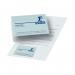 This picture shows a pack of 100 Pelltech Business Card Holders, with top opening pockets. Each holder measures 95x60mm. The card pockets are designed to neatly organize business cards for easy retrieval.