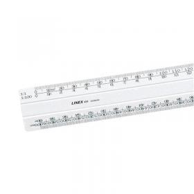 Linex Flat Scale Ruler 1:1 1:20-500 30cm White LXH 434 LX09320