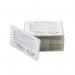 The picture shows a pack of Pelltech self-laminating card name badges. Each badge measures 66x100mm and the pack contains 100 badges. The badges feature the Pelltech logo on a white background with a clear, protective laminate covering.