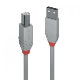Lindy Anthra Line USB 2.0 Type A to B Cable 3m Grey 36684 LY36684