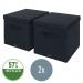 Leitz Fabric Storage Box with Lid Twinpack Large Grey 61450089 LZ13464