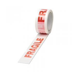 Polypropylene Tape Printed Fragile 50mmx66m White Red (Pack of 6) PPP-C MA19364