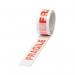 The photograph shows six rolls of white and red polypropylene tape with the words Ambassador Quarantine Tape Printed Fragile printed on them. The tape measures 50mmx66m and is neatly displayed in a pack. The tape appears to be of high quality and suitable for packaging or labeling purposes.