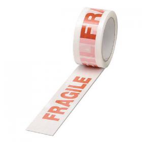 Polypropylene Tape Printed Fragile 50mmx66m White Red (Pack of 6) PPP-C MA19364