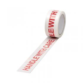 Polypropylene Tape Printed Handle with Care 50mmx66m White Red (6 Pack) 70581500 MA19367