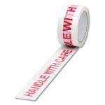 Polypropylene Tape Printed Handle With Care 50mmx66m White Red (Pack of 6) 70581500 MA19367