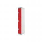 Three Compartment Locker 300x300x1800mm Red Door MC00017 MC00017