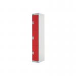 Three Compartment Locker 300x300x1800mm Red Door MC00017 MC00017