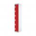 Six Compartment Locker 300x300x1800mm Red Door MC00035 MC00035