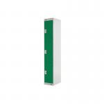 Three Compartment Locker 300x450x1800mm Green Door MC00052 MC00052