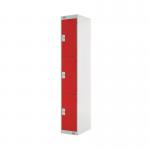 Three Compartment Locker 300x450x1800mm Red Door MC00053 MC00053