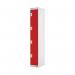 Four Compartment Locker 300x450x1800mm Red Door MC00059 MC00059