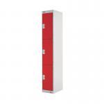 Three Compartment Express Standard Locker 300x300x1800mm Red Door MC00144 MC00144