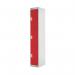 Three Compartment Express Standard Locker 300x300x1800mm Red Door MC00144 MC00144