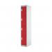 Four Compartment Express Standard Locker 300x300x1800mm Red Door MC00147 MC00147