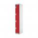 Four Compartment Express Standard Locker 300x300x1800mm Red Door MC00147 MC00147