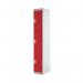 Three Compartment Express Standard Locker 300x450x1800mm Red Door MC00159 MC00159