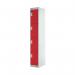 Four Compartment Express Standard Locker 300x450x1800mm Red Door MC00162 MC00162