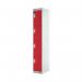 Four Compartment Express Standard Locker 300x450x1800mm Red Door MC00162 MC00162