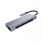 MediaRange USB Type-C Hub 7-In-1 Multiport Adapter for USB-C Devices Silver MRCS510 ME87083