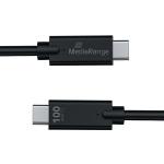 MediaRange USB Type C Cable Charge and Sync USB 3.1 10Gbit 100W Max 1.2m Black MRCS214 ME87334