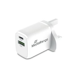 Photos - Cable (video, audio, USB) MediaRange Fast Charging Adapter for Mobile Devices 30W UK Plug White 
