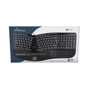 Photos - Keyboard MediaRange Wired Ergonomic Multimedia  Black MROS120-UK 