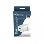MediaRange GaN Fast Charging Adapter UK Plug 1xUSB-C and 1xUSB-A 45W White MRMA113-UK ME87895