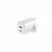 MediaRange GaN Fast Charging Adapter UK Plug 1xUSB-C and 1xUSB-A 45W White MRMA113-UK ME87895