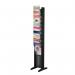 The photo shows a sleek and modern black floor standing display unit with 10 compartments for A4-sized papers. It has a fast paper structure, making it convenient for sorting and displaying important documents.
