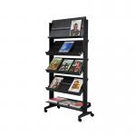 Fast Paper 5 Shelf Mobile Literature Display Wide Black F255N01 MF88054