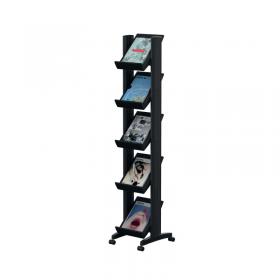 Fast Paper 5 Shelf Mobile Literature Display Narrow Black F259N01 MF88063