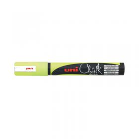 Uni-Ball UniChalk PWE5M Glass Marker Bullet Tip Fluorescent Yellow (Pack of 6) 264622000 MI11626