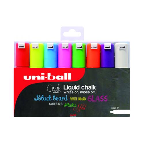 Uniball PWE-8K Chalk Marker Chisel Broad Assorted (Pack ...