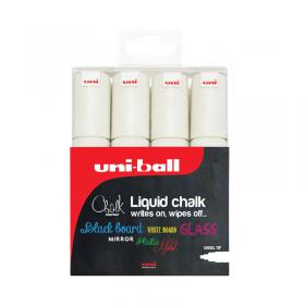 Uni-Ball PWE-8K Chalk Marker Chisel Broad White (Pack of 4) 153494344 MI46823