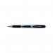 The image displays a pack of 12 Uni-Ball Gel Rollerball Pens in black, with a sleek design and a 1.0mm tip size. The pens feature a smooth gel ink and a comfortable grip for effortless writing. Perfect for all your writing needs.