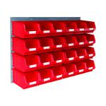 Barton Wall Mounted Bin Kit 2 Panels 24 Red Containers 010206R MJ07671